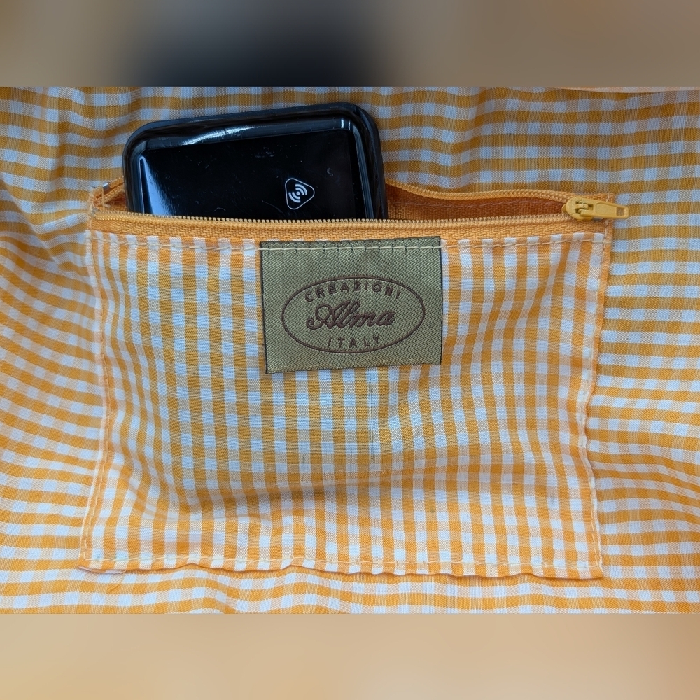 🇮🇹 Vintage Italian Satchel Creazioni ALMA with Cloth Lining Two Inline Pockets - Picture 8 of 17